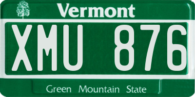 VT license plate XMU876