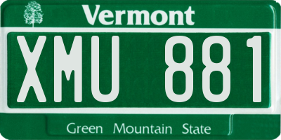 VT license plate XMU881