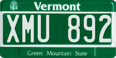 VT license plate XMU892