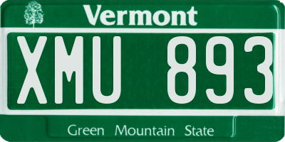 VT license plate XMU893