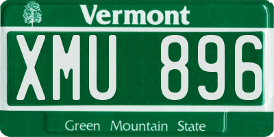 VT license plate XMU896