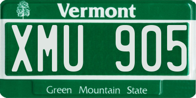 VT license plate XMU905