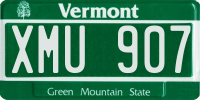 VT license plate XMU907