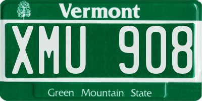 VT license plate XMU908