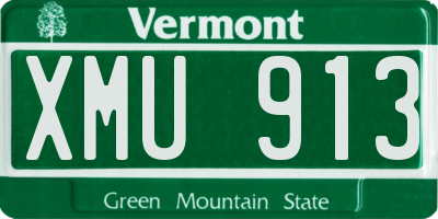 VT license plate XMU913