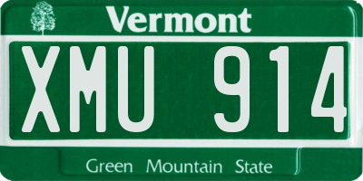 VT license plate XMU914