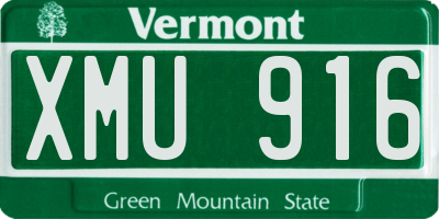 VT license plate XMU916
