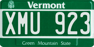 VT license plate XMU923