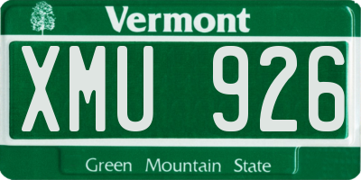 VT license plate XMU926