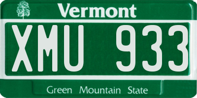 VT license plate XMU933