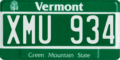 VT license plate XMU934