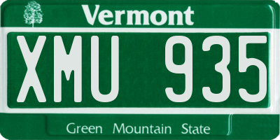 VT license plate XMU935