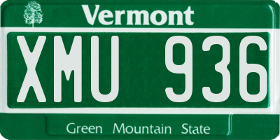 VT license plate XMU936