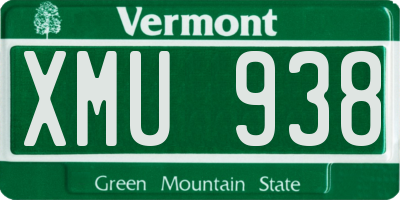 VT license plate XMU938