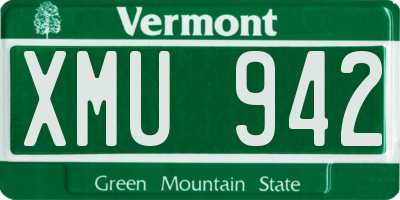 VT license plate XMU942