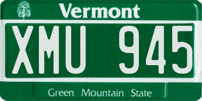 VT license plate XMU945