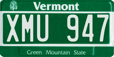 VT license plate XMU947