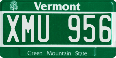 VT license plate XMU956