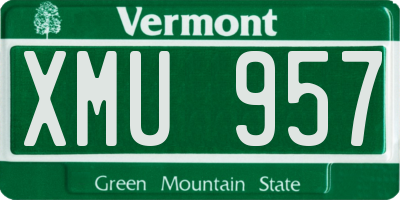 VT license plate XMU957