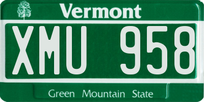 VT license plate XMU958