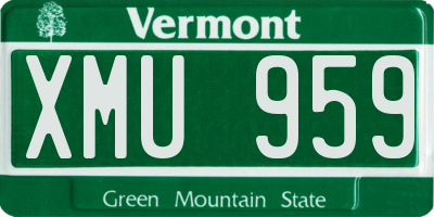 VT license plate XMU959