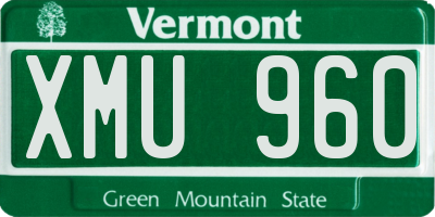 VT license plate XMU960