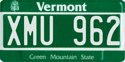 VT license plate XMU962