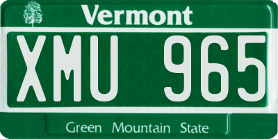 VT license plate XMU965