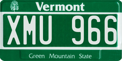 VT license plate XMU966