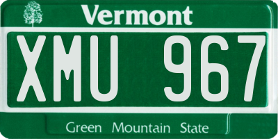 VT license plate XMU967