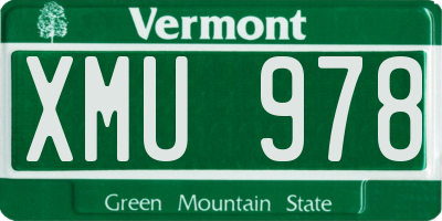 VT license plate XMU978