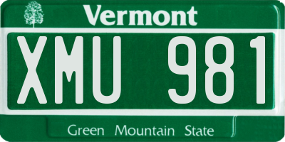 VT license plate XMU981