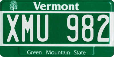 VT license plate XMU982