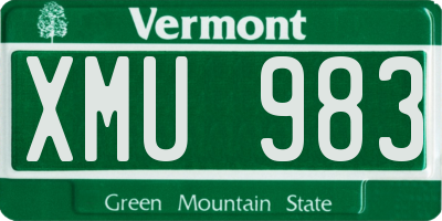 VT license plate XMU983