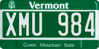 VT license plate XMU984