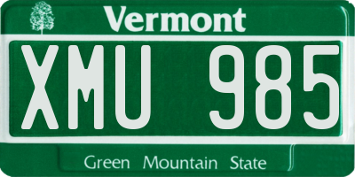 VT license plate XMU985