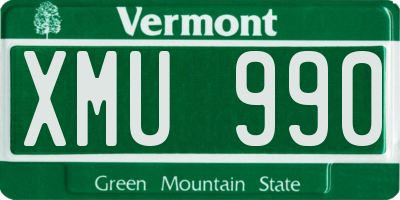 VT license plate XMU990