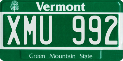 VT license plate XMU992