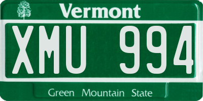 VT license plate XMU994
