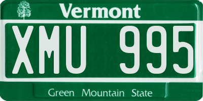 VT license plate XMU995