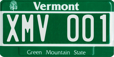 VT license plate XMV001
