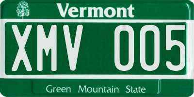 VT license plate XMV005