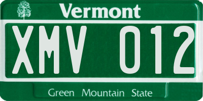 VT license plate XMV012