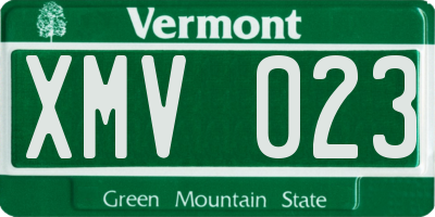 VT license plate XMV023