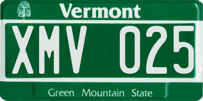VT license plate XMV025