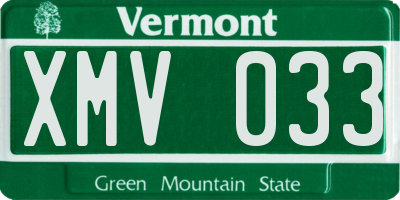 VT license plate XMV033