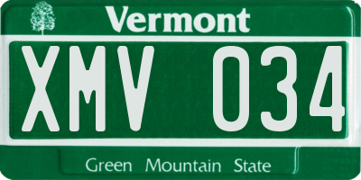 VT license plate XMV034