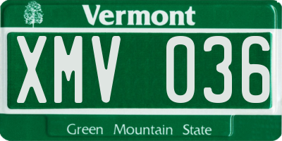 VT license plate XMV036