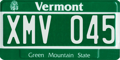 VT license plate XMV045