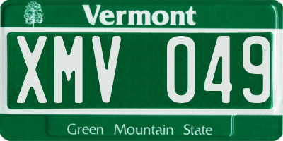 VT license plate XMV049